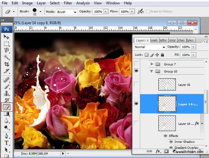 Awesome digital Roses bouquet splash effect in Photoshop